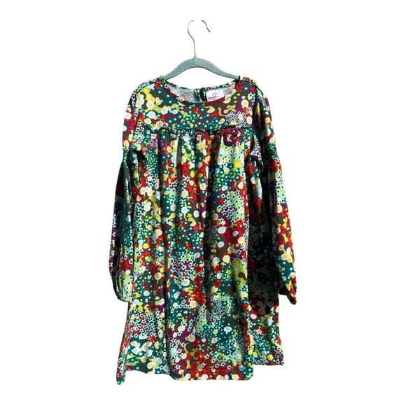 Hanna Andersson Floral Green Dress Long Sleeve size 130 or size 8 boho coastal - Picture 4 of 7